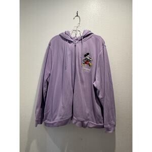 Disney World Plus Size 2X Mickey Lavender Zip Up Hoodie Embroidered Sweater